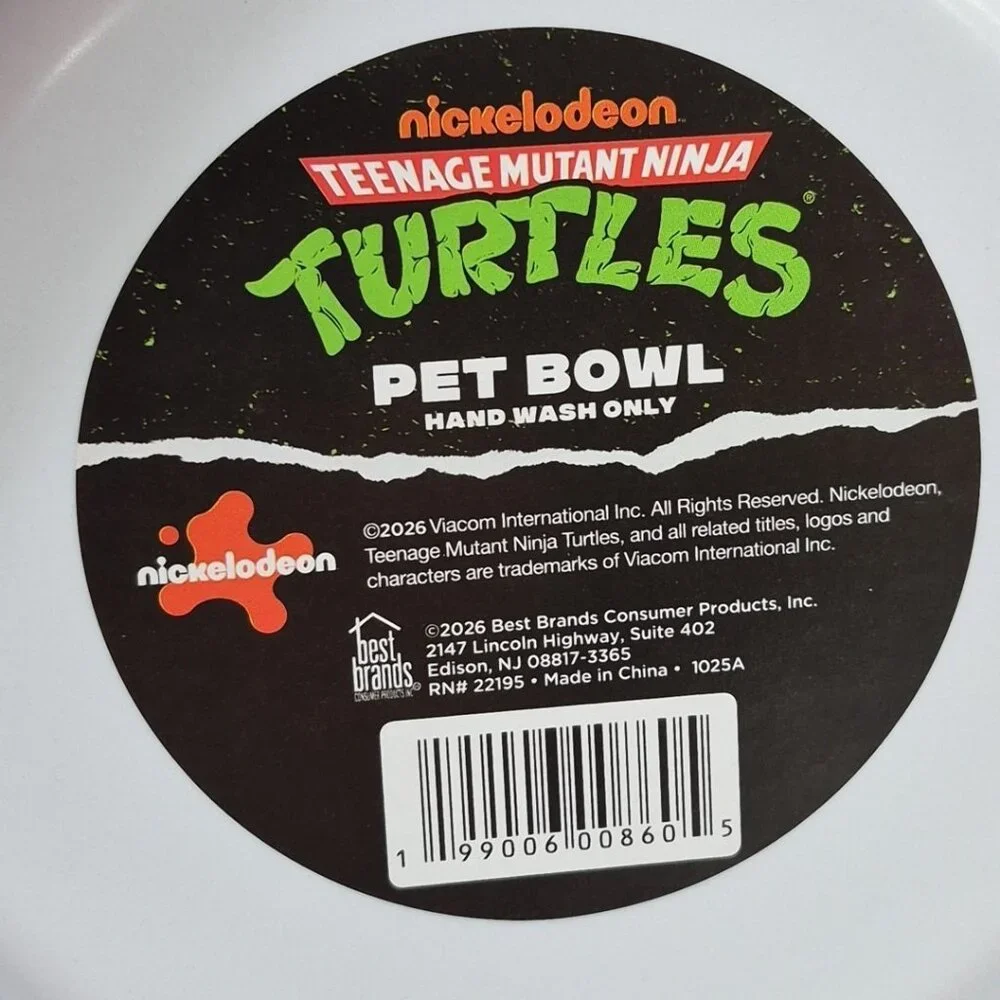 TMNT Teenage Mutant Ninja Turtles Bowl Dog Cat Food Water Dish, 7in, Lot Of 2